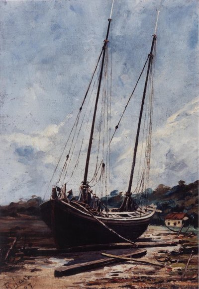Seascape with a Boat by Francisco Joaquim Gomes Ribeiro